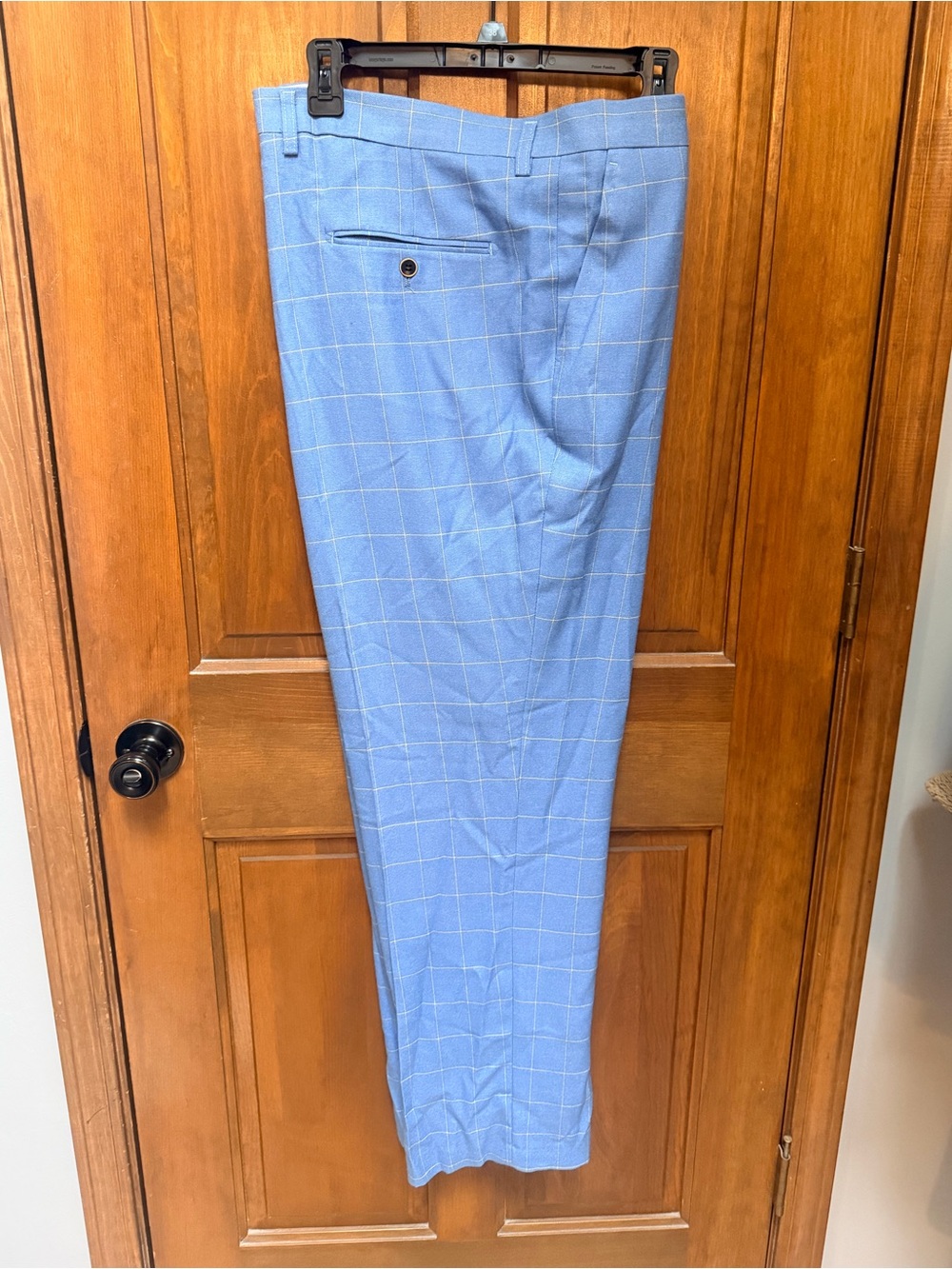 Men's Light Blue Windowpane Dress Pants